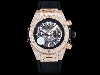 ZF Factory Hublot BigBang Rose gold steel case with White diamonds Watch